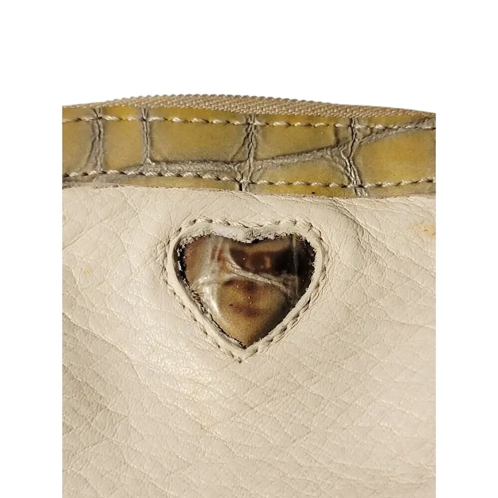 Brighton Heart Leather‎ Coin Change Wallet Cream Gold Zipper